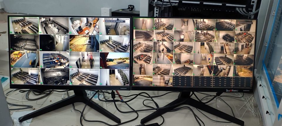 NVR monitoring wall showing multiple enterprise camera feeds
